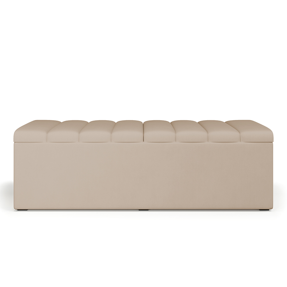 Calçadeira Recamier Baú Para Cama De Casal Queen Dália 160x50 Cm W01 Suede Bege - Lyam Decor