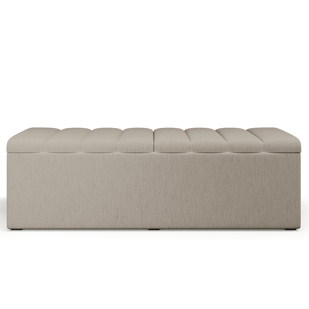 Calçadeira Recamier Baú Para Cama De Casal Queen Dália 195x50 cm W01 Linho Bege - Lyam