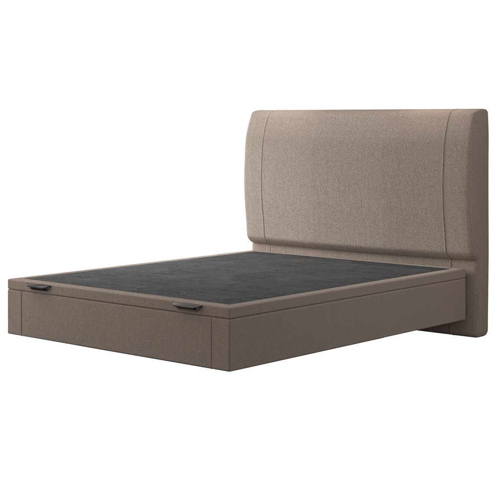 Cama Casal Baú Flutuante Com Cabeceira 140cm Spazio S04 Linho Bege - Lyam Decor