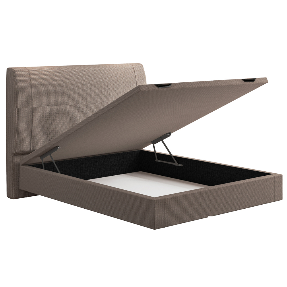 Cama Casal Baú Flutuante Com Cabeceira 140cm Spazio S04 Linho Bege - Lyam Decor