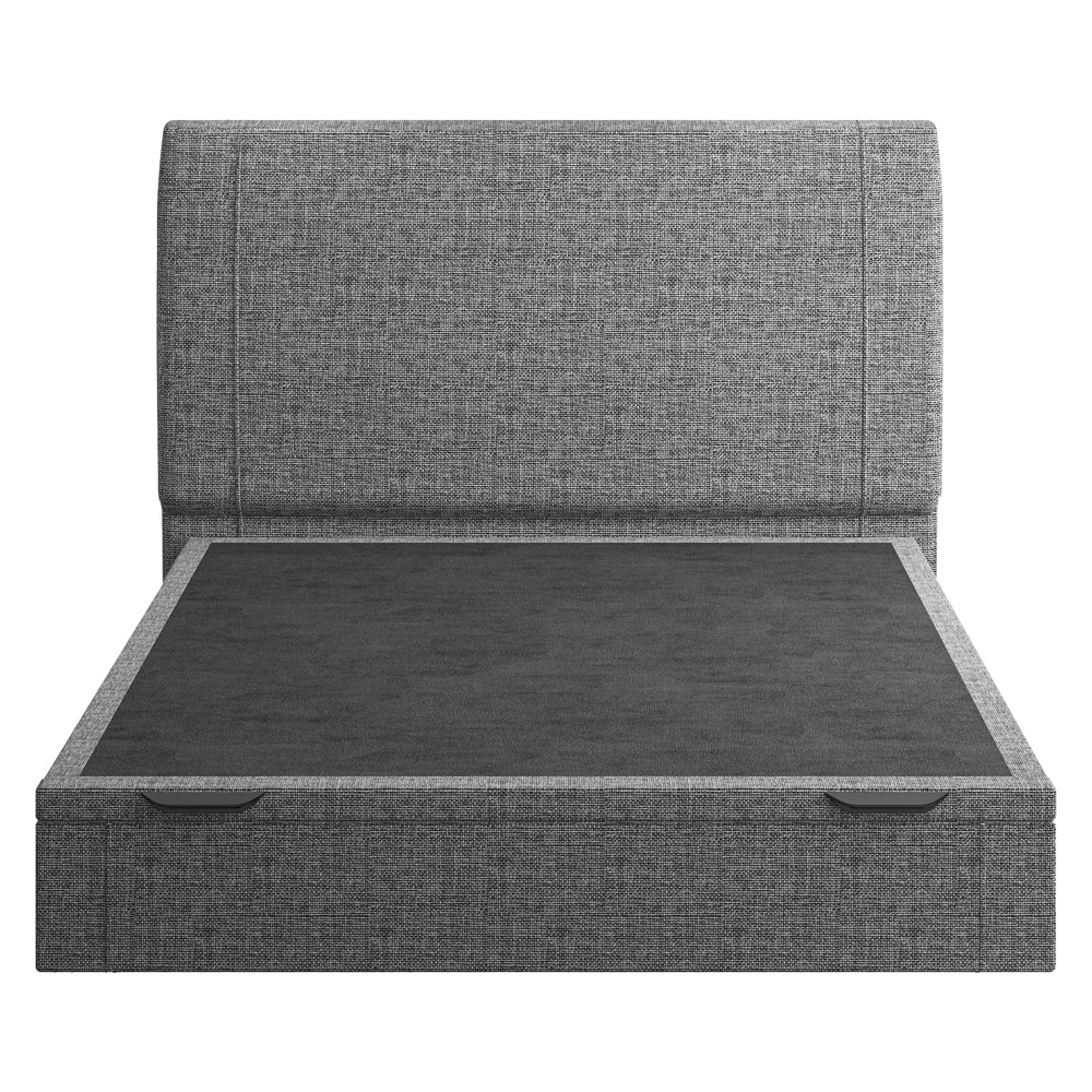 Cama Casal Baú Flutuante Com Cabeceira 140cm Spazio S04 Linho Cinza - Lyam Decor
