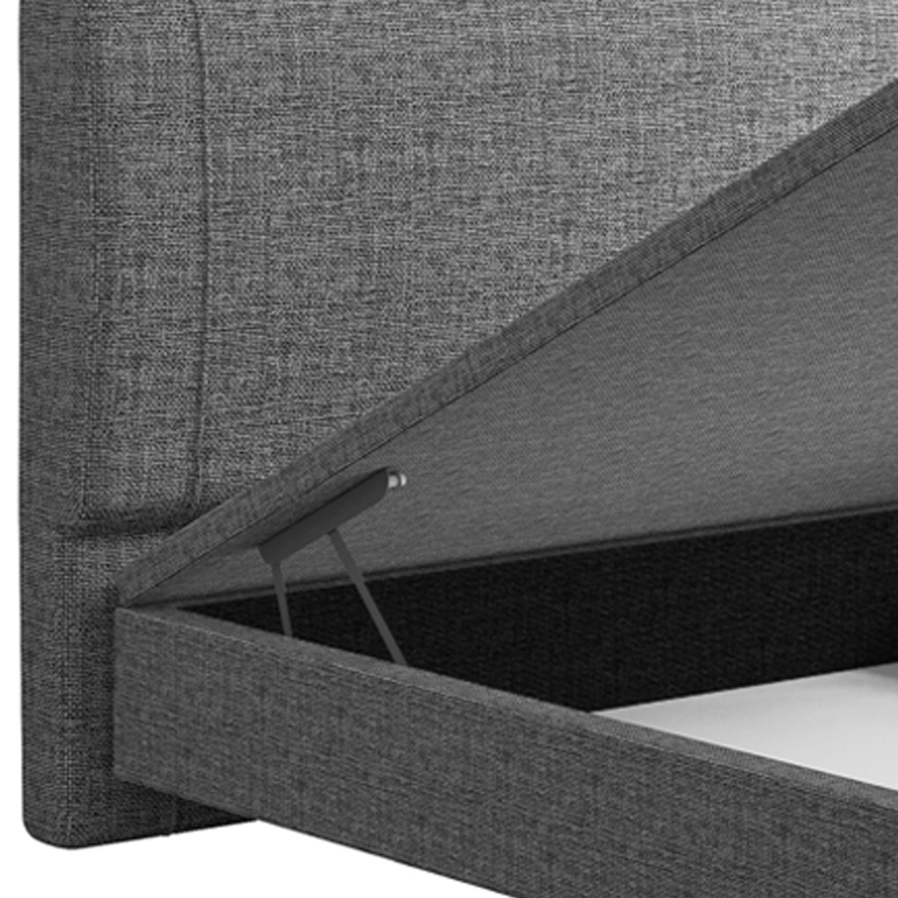 Cama Casal Baú Flutuante Com Cabeceira 140cm Spazio S04 Linho Cinza - Lyam Decor