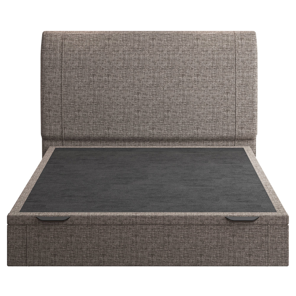 Cama Casal Baú Flutuante Com Cabeceira 140cm Spazio S04 Linho Marrom - Lyam Decor
