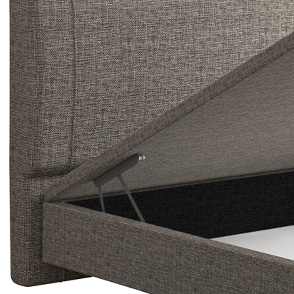Cama Casal Baú Flutuante Com Cabeceira 140cm Spazio S04 Linho Marrom - Lyam Decor