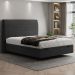 Cama Casal Baú Flutuante Com Cabeceira 140cm Spazio S04 Linho Preto - Lyam Decor