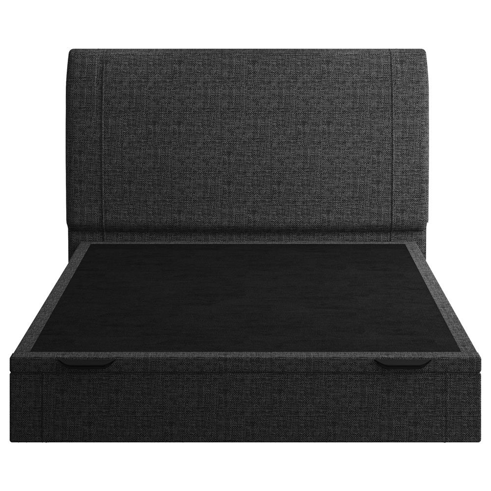 Cama Casal Baú Flutuante Com Cabeceira 140cm Spazio S04 Linho Preto - Lyam Decor