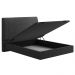 Cama Casal Baú Flutuante Com Cabeceira 140cm Spazio S04 Linho Preto - Lyam Decor