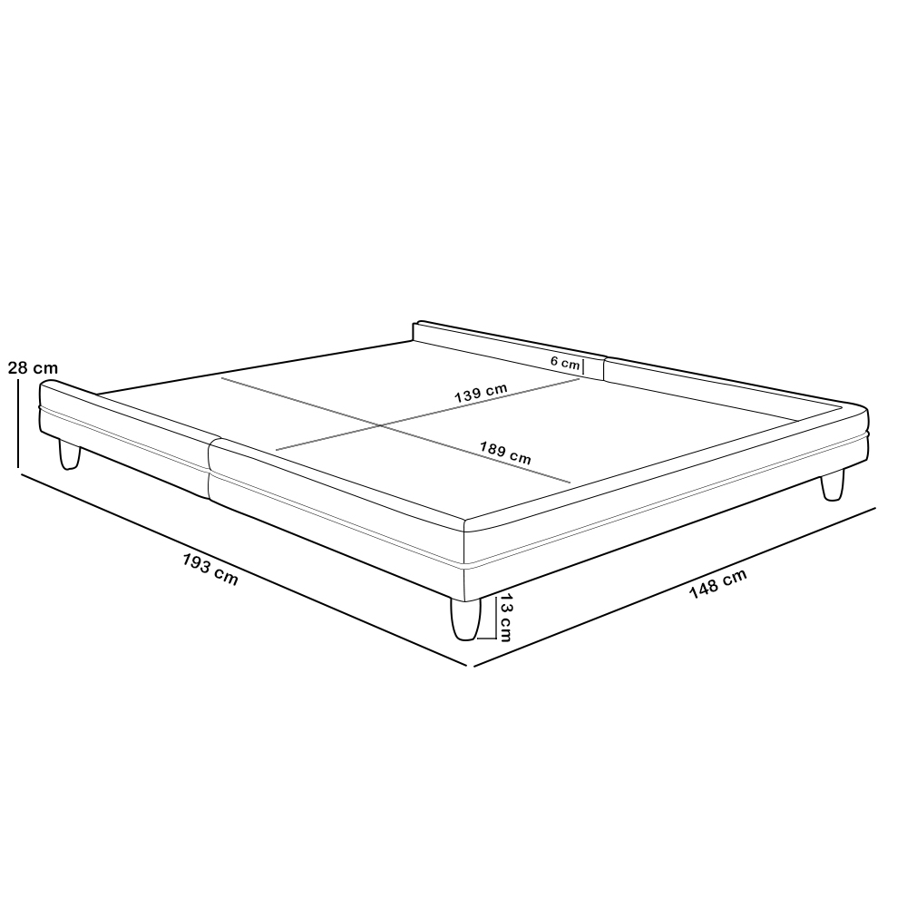 Cama Casal Base Box Pés Madeira 140cm Suném P05 Veludo Bege Bouclê Cru - Lyam Decor