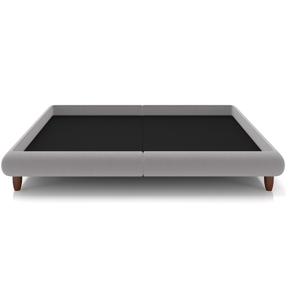 Cama Casal Base Box Pés de Madeira 156cm Otto P05 Veludo Cinza - Lyam Decor