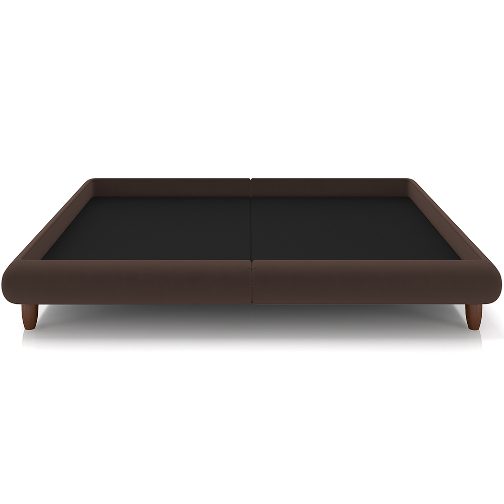 Cama Casal Base Box Pés de Madeira 156cm Otto P05 Veludo Marrom - Lyam Decor