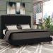 Cama Casal Base Box Pés de Madeira 156cm Otto P05 Veludo Preto- Lyam Decor