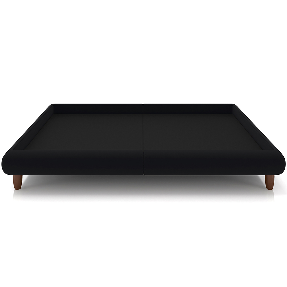 Cama Casal Base Box Pés de Madeira 156cm Otto P05 Veludo Preto- Lyam Decor