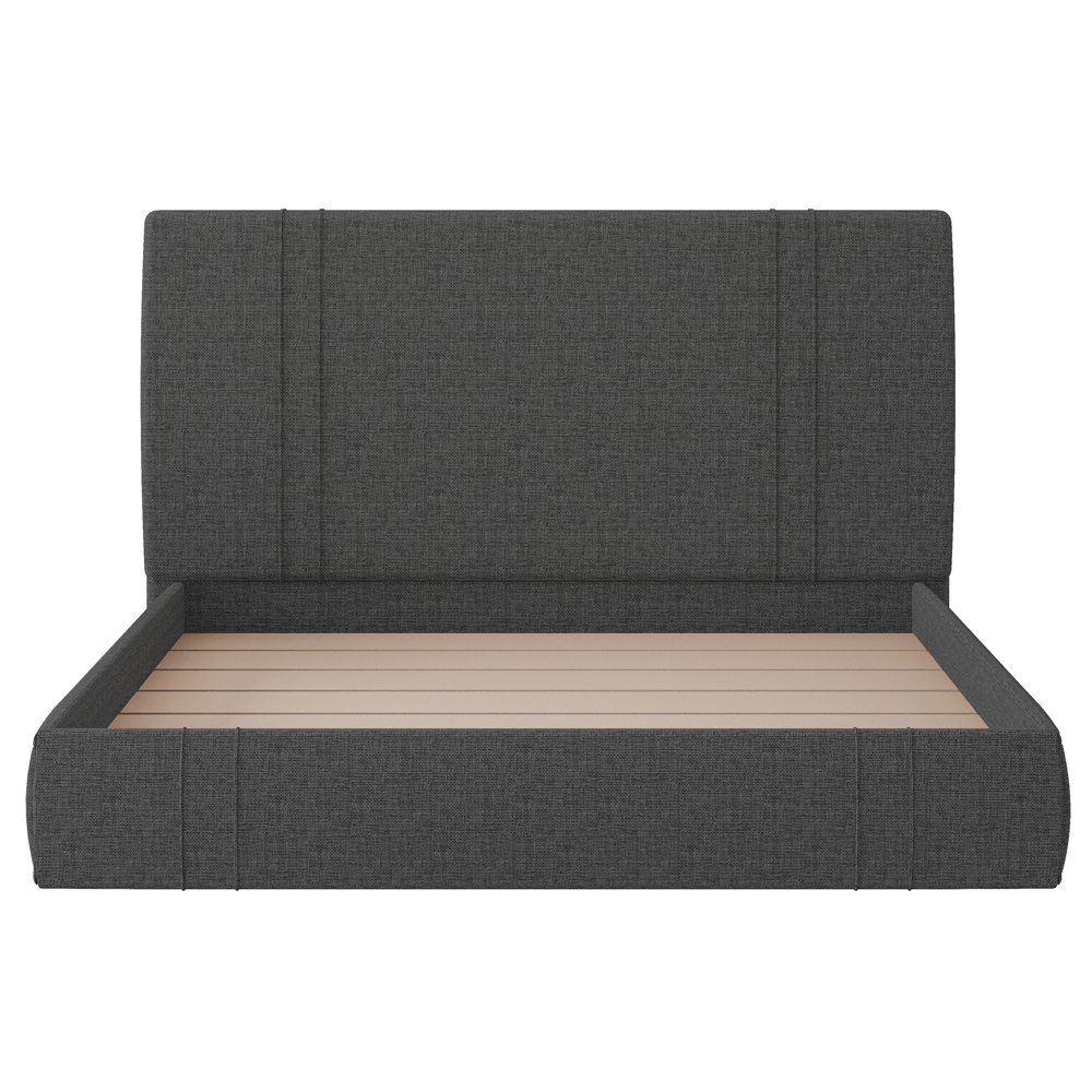 Cama Casal Flutuante Com Cabeceira 140cm Astra S04 Linho Preto - Lyam Decor
