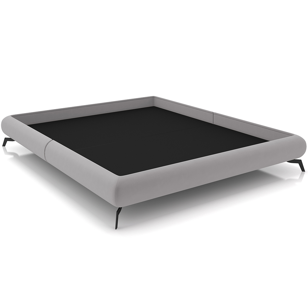 Cama Casal King Base Box Pés de Ferro Estilo Industrial 210cm Otto P05 Veludo Cinza - Lyam Decor