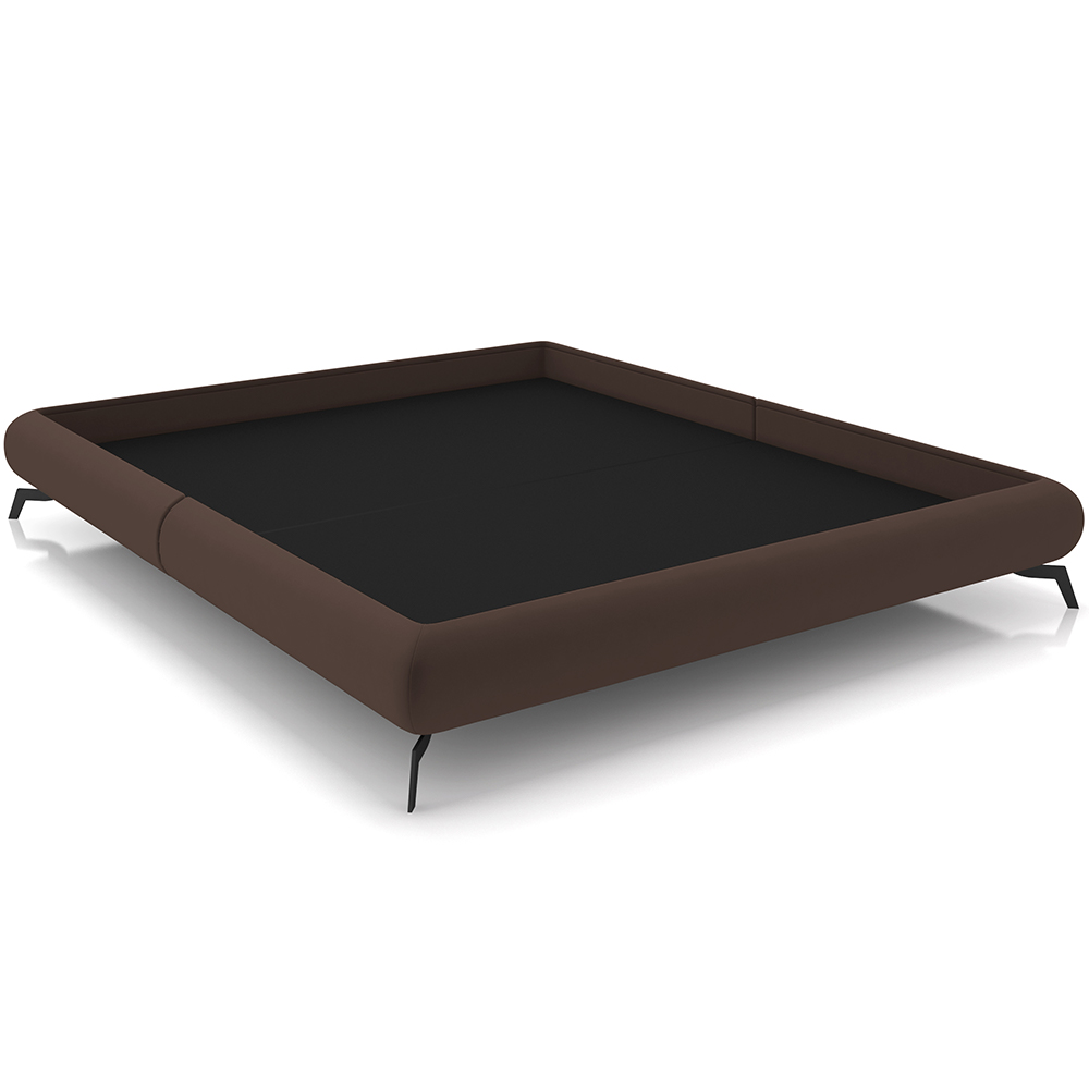 Cama Casal King Base Box Pés de Ferro Estilo Industrial 210cm Otto P05 Veludo Marrom - Lyam Decor