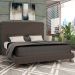 Cama Casal King Base Box Pés de Madeira 210cm Otto P05 Veludo Marrom - Lyam Decor