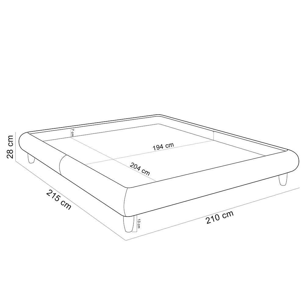 Cama Casal King Base Box Pés de Madeira 210cm Otto P05 Veludo Preto- Lyam Decor