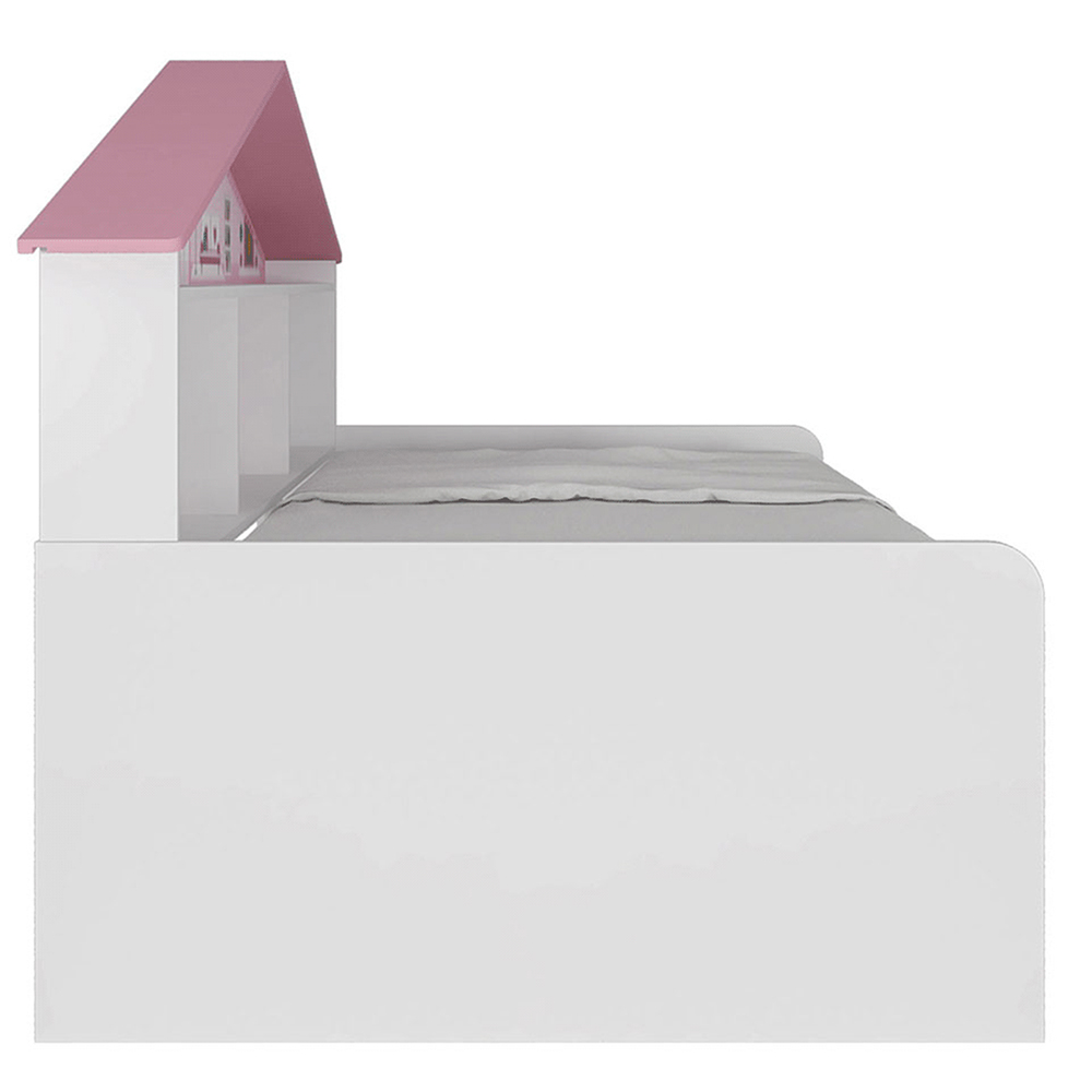 Cama Infantil Com Casa De Boneca Quarto Anna Led P04 Branco Rosa - Lyam Decor