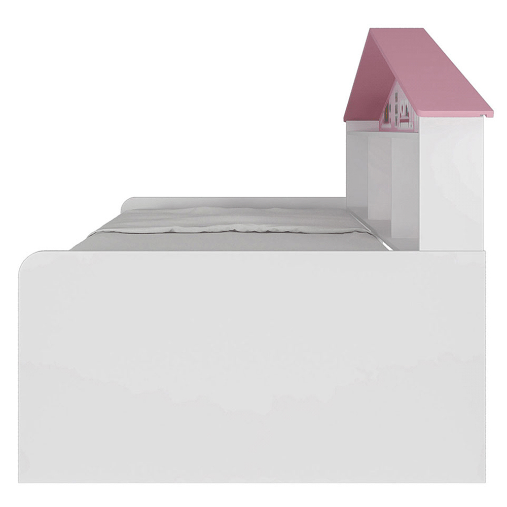 Cama Infantil Com Casa De Boneca Quarto Anna Led P04 Branco Rosa - Lyam Decor