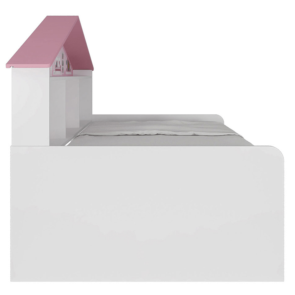 Cama Infantil Com Casa De Boneca Quarto Anna P04 Branco Rosa - Lyam Decor