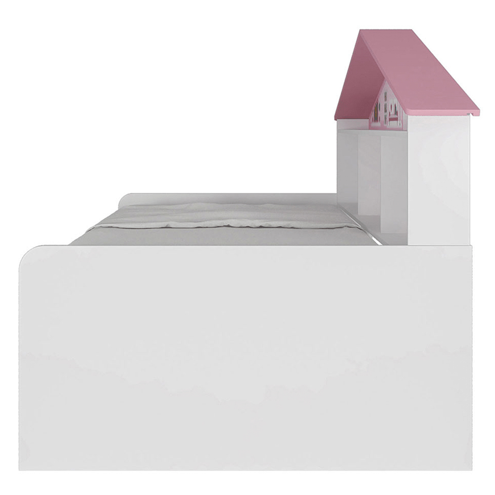 Cama Infantil Com Casa De Boneca Quarto Anna P04 Branco Rosa - Lyam Decor
