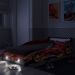 Cama Infantil Com Proteção Lateral E Porta Objetos Quarto Truck Led P04 Preto Vermelho - Lyam Decor