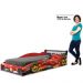 Cama Infantil Com Proteção Lateral E Porta Objetos Quarto Truck Led P04 Preto Vermelho - Lyam Decor
