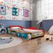 Cama Infantil Com Proteção Lateral Quarto Chess Led P04 Vermelho Azul - Lyam Decor