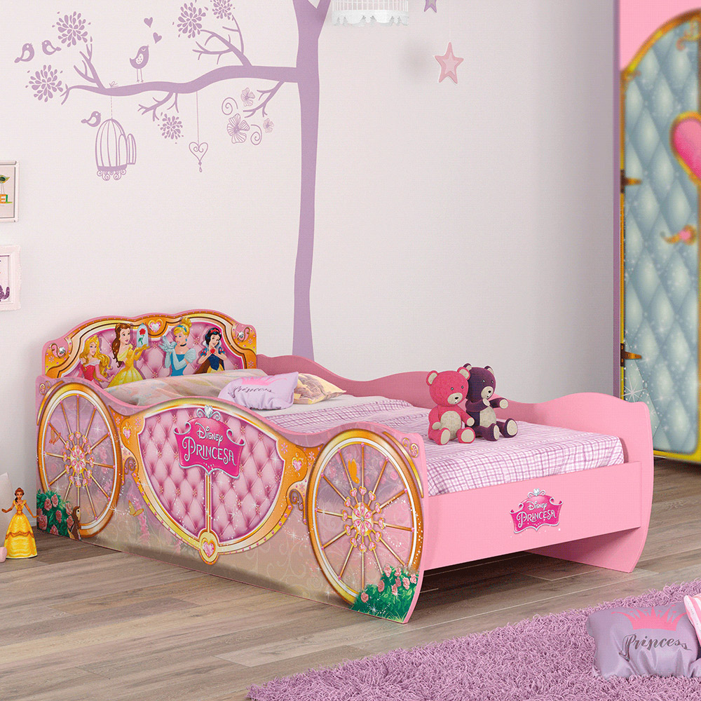 Cama Infantil Com Proteção Lateral Quarto Fantasy P04 Rosa - Lyam Decor