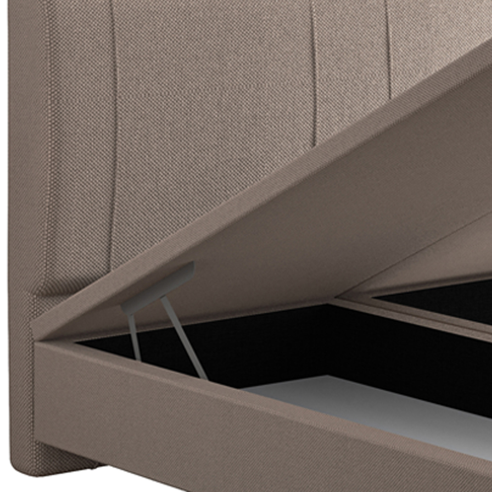 Cama King Baú Flutuante Com Cabeceira 195cm Spazio S04 Linho Bege - Lyam Decor