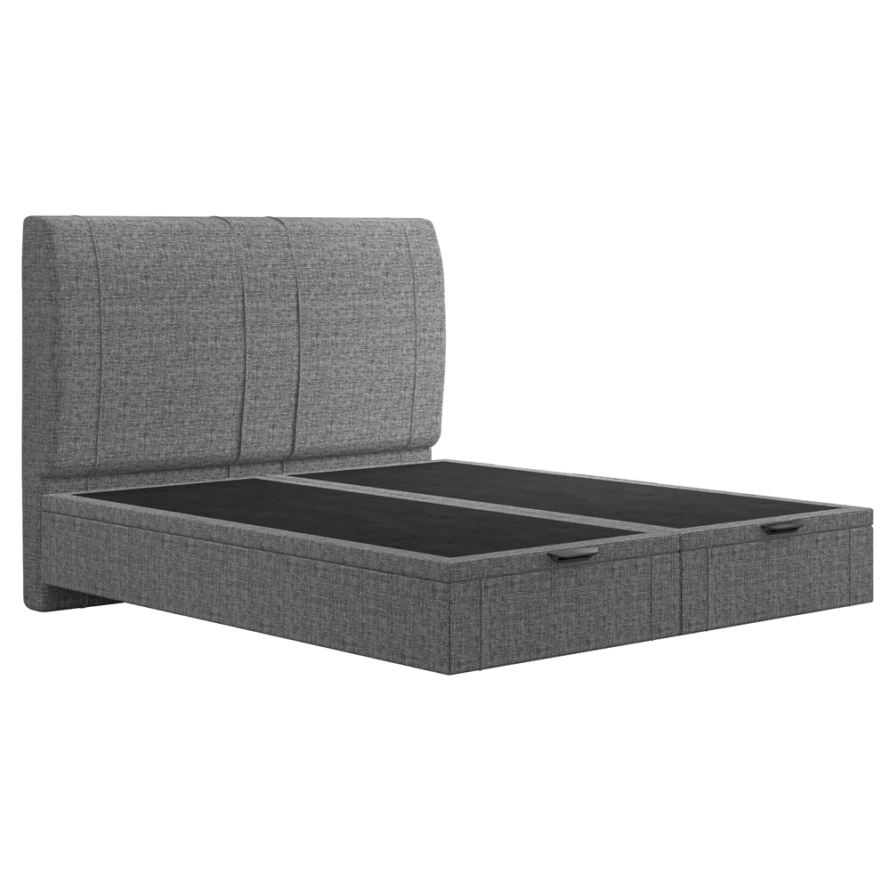 Cama King Baú Flutuante Com Cabeceira 195cm Spazio S04 Linho Cinza - Lyam Decor
