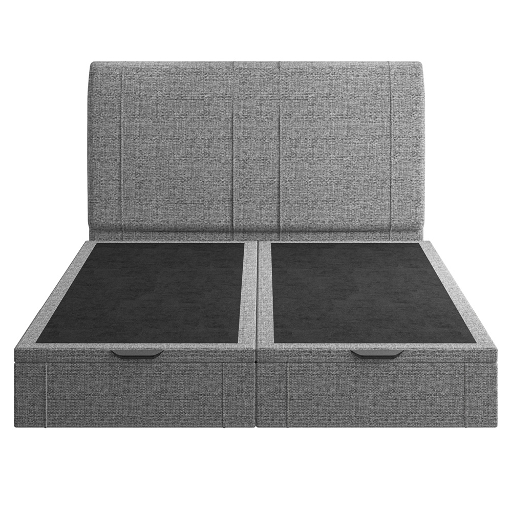 Cama King Baú Flutuante Com Cabeceira 195cm Spazio S04 Linho Cinza - Lyam Decor