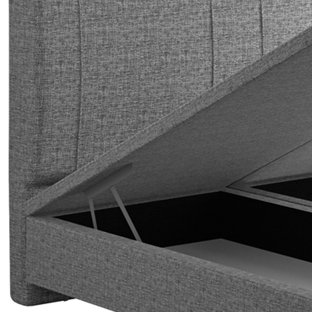 Cama King Baú Flutuante Com Cabeceira 195cm Spazio S04 Linho Cinza - Lyam Decor