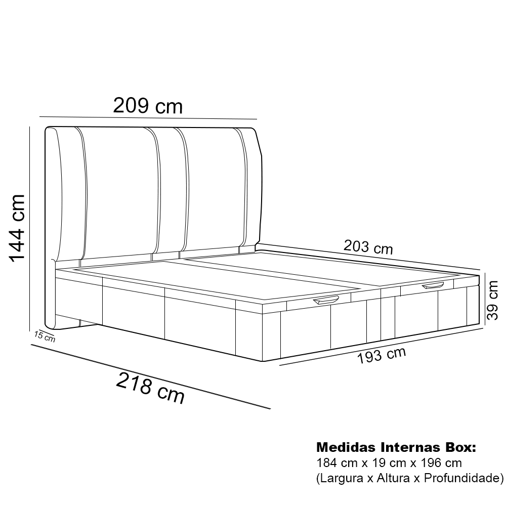Cama King Baú Flutuante Com Cabeceira 195cm Spazio S04 Linho Marrom - Lyam Decor
