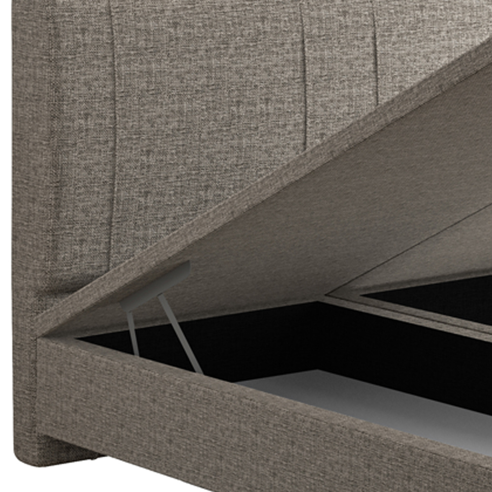 Cama King Baú Flutuante Com Cabeceira 195cm Spazio S04 Linho Marrom - Lyam Decor
