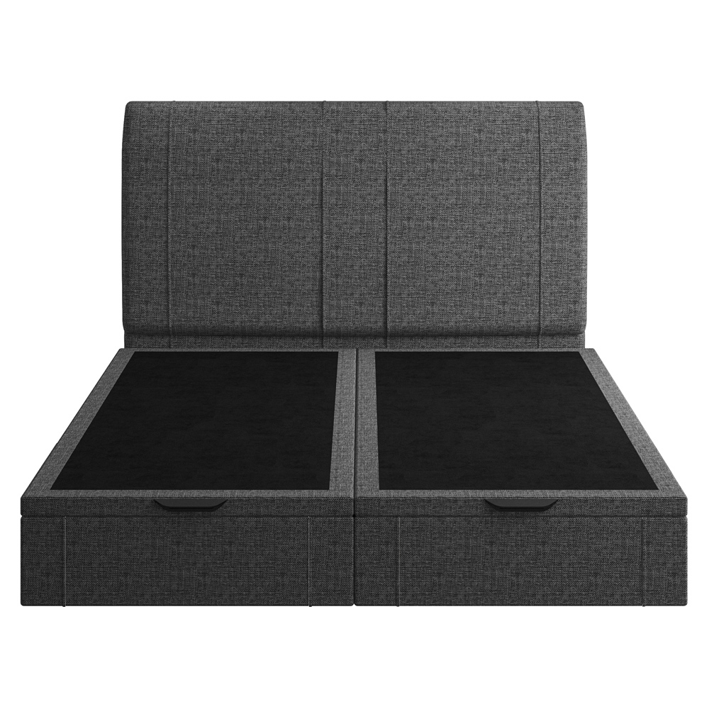 Cama King Baú Flutuante Com Cabeceira 195cm Spazio S04 Linho Preto - Lyam Decor