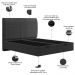 Cama King Baú Flutuante Com Cabeceira 195cm Spazio S04 Linho Preto - Lyam Decor