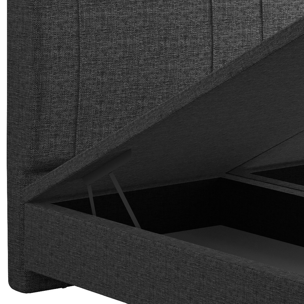 Cama King Baú Flutuante Com Cabeceira 195cm Spazio S04 Linho Preto - Lyam Decor