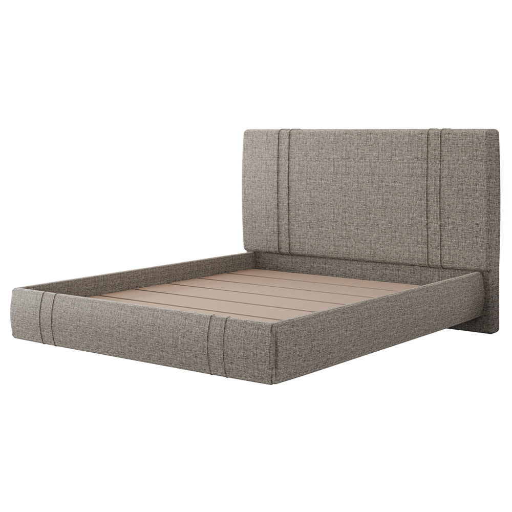 Cama King Flutuante Com Cabeceira 195cm Astra S04 Linho Marrom - Lyam Decor