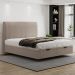 Cama Queen Baú Flutuante Com Cabeceira 160cm Spazio S04 Linho Bege - Lyam Decor