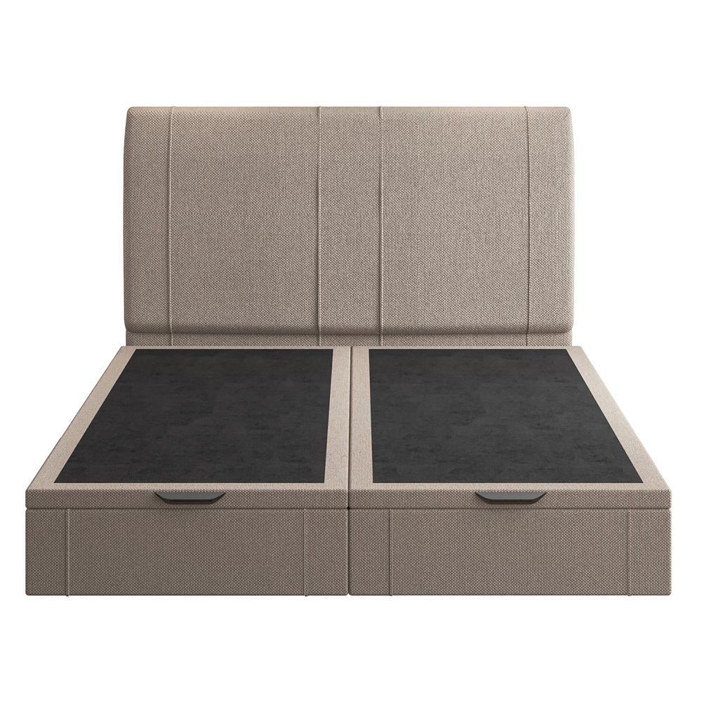 Cama Queen Baú Flutuante Com Cabeceira 160cm Spazio S04 Linho Bege - Lyam Decor