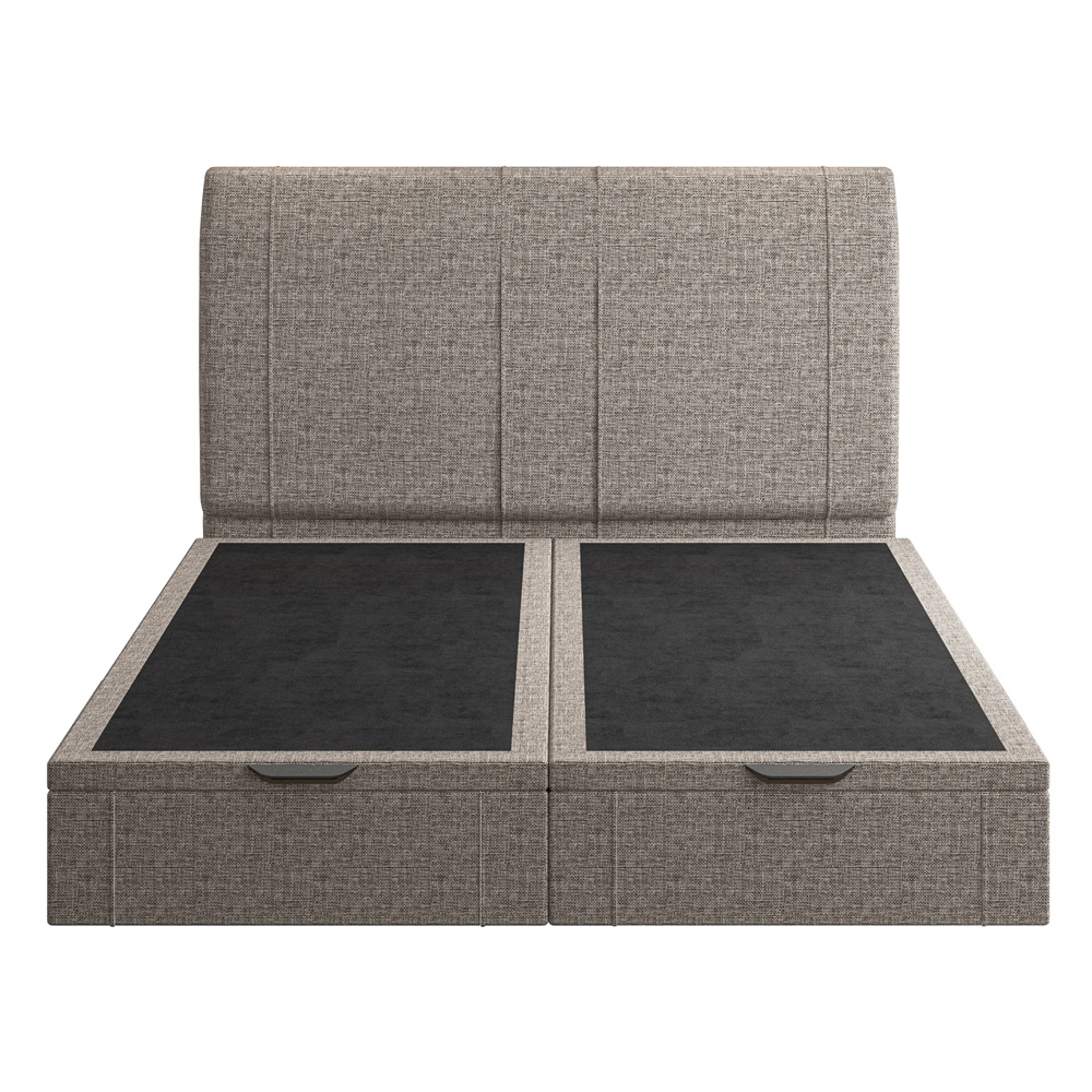 Cama Queen Baú Flutuante Com Cabeceira 160cm Spazio S04 Linho Marrom - Lyam Decor