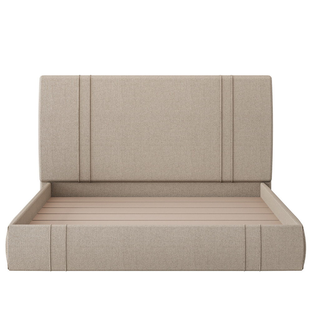 Cama Queen Flutuante Com Cabeceira 160cm Astra S04 Linho Bege - Lyam Decor
