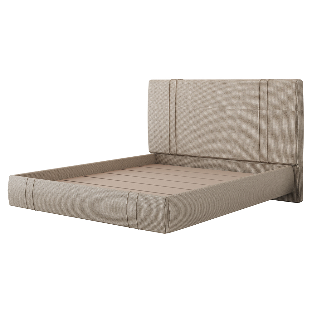 Cama Queen Flutuante Com Cabeceira 160cm Astra S04 Linho Bege - Lyam Decor