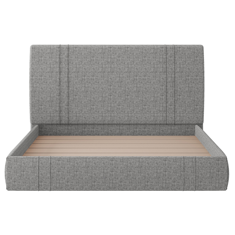 Cama Queen Flutuante Com Cabeceira 160cm Astra S04 Linho Cinza - Lyam Decor