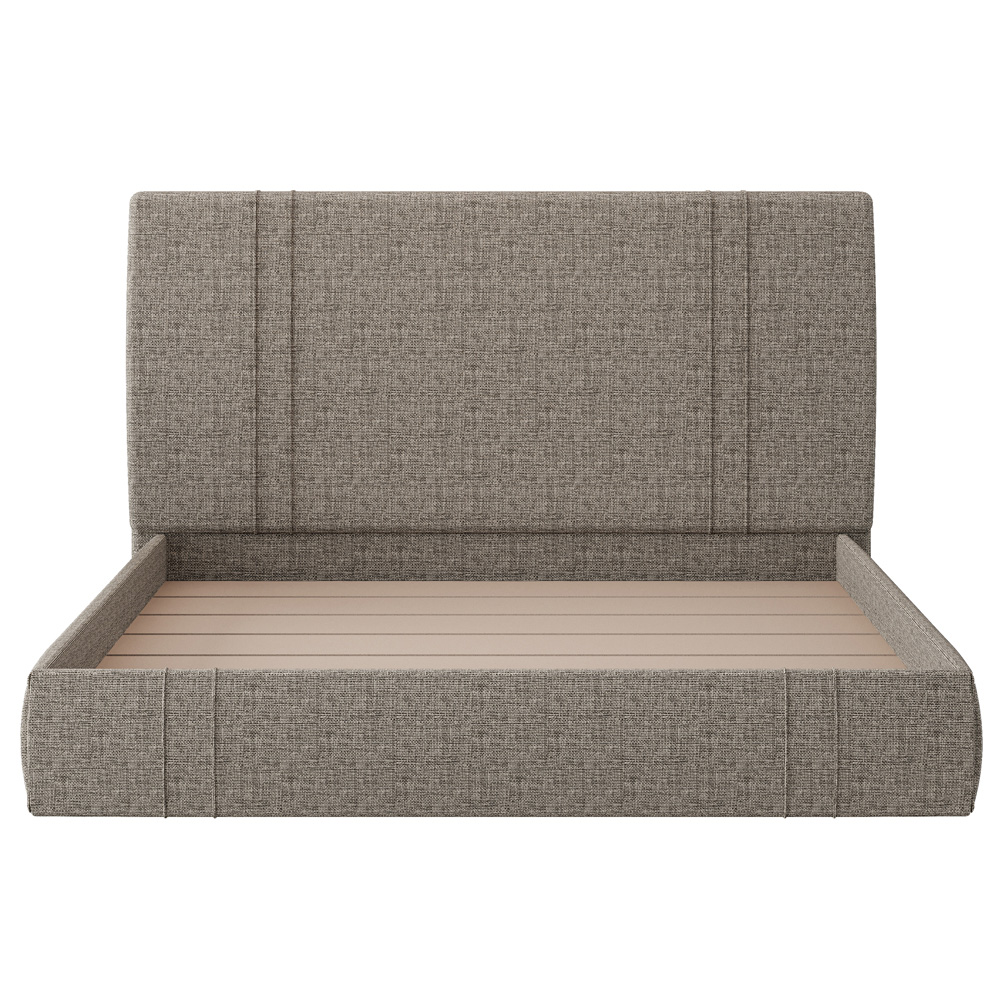 Cama Queen Flutuante Com Cabeceira 160cm Astra S04 Linho Marrom - Lyam Decor