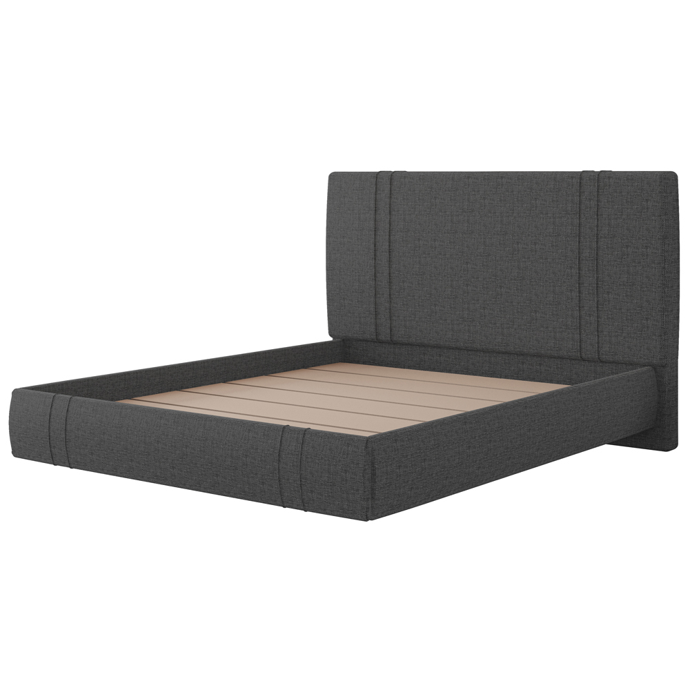 Cama Queen Flutuante Com Cabeceira 160cm Astra S04 Linho Preto - Lyam Decor