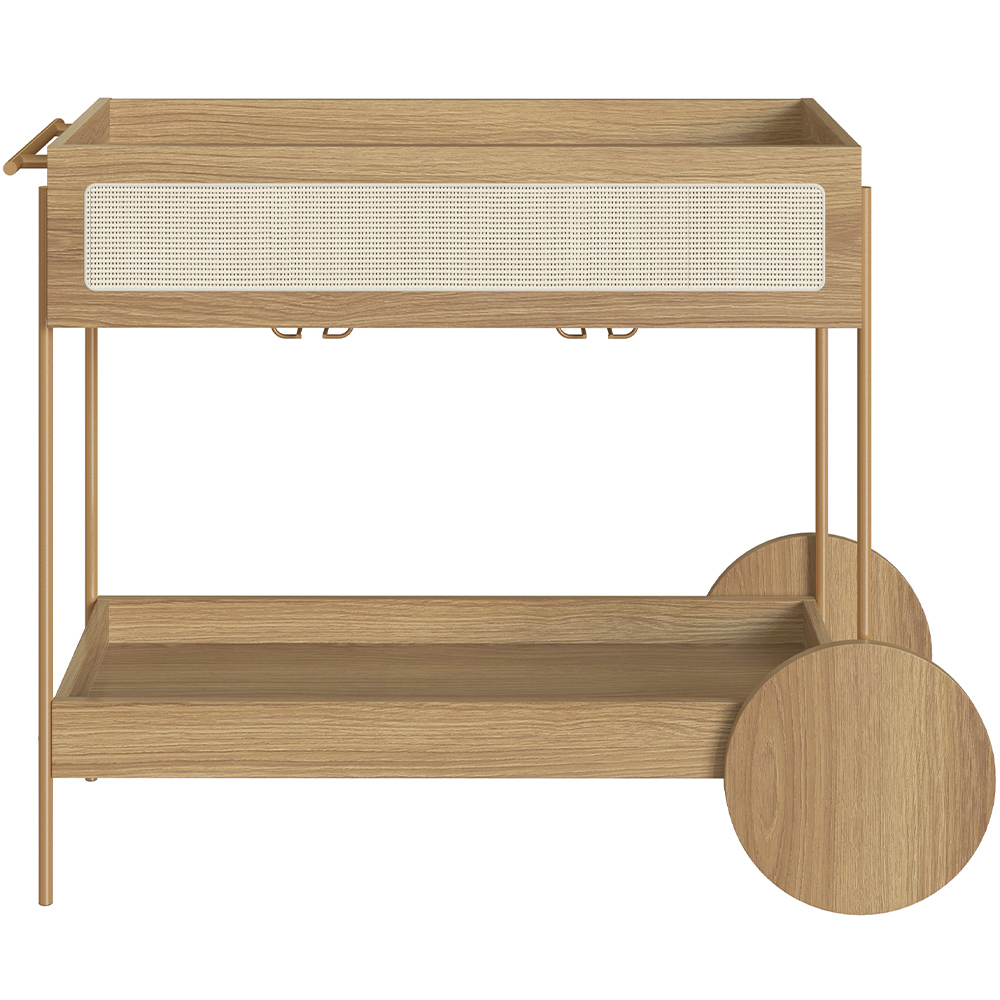 Carrinho Bar Com Porta Taças Industrial Indy A03 Hanover Dourado - Lyam Decor
