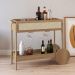 Carrinho Bar Com Porta Taças Pés Madeira Moss A03 Hanover Roble - Lyam Decor