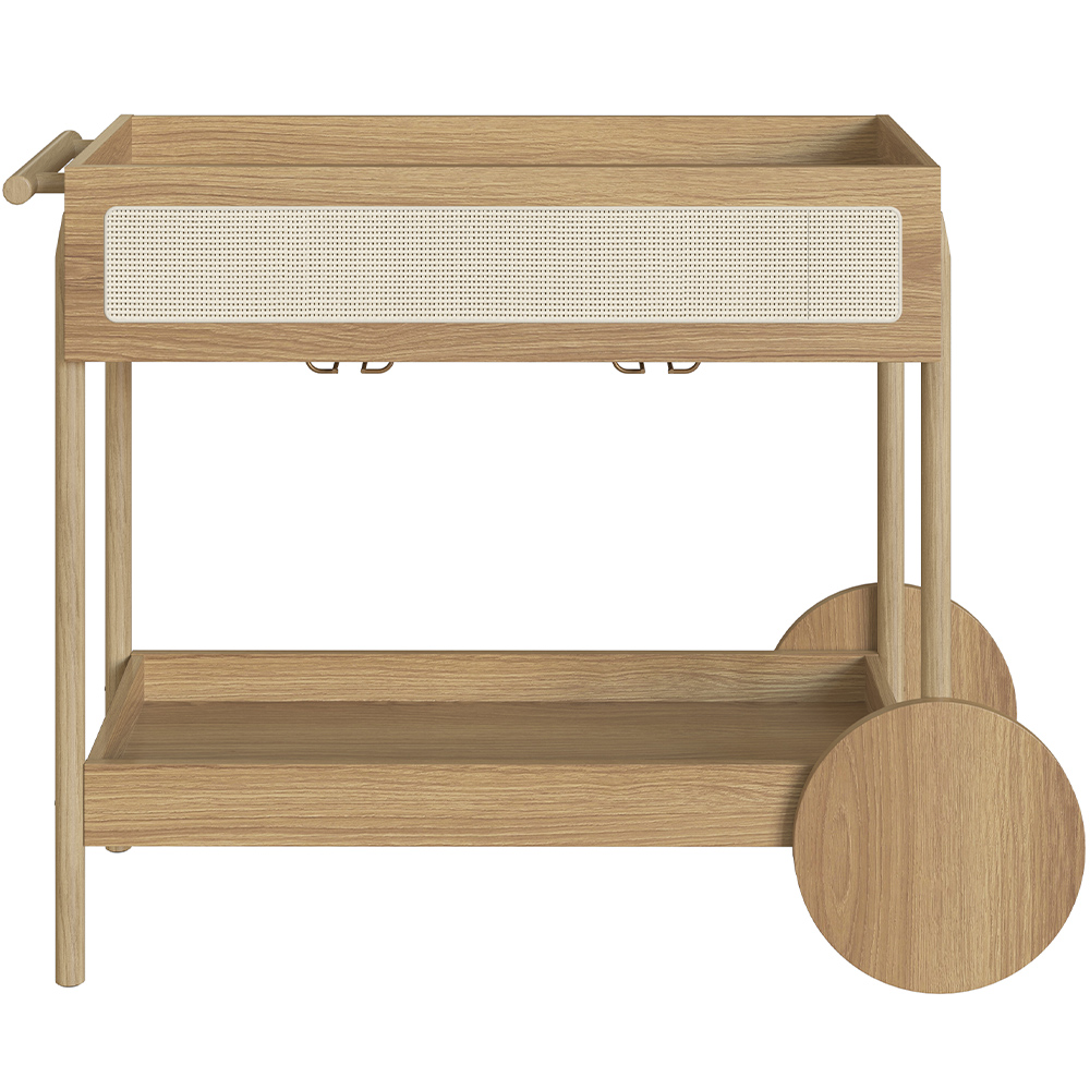 Carrinho Bar Com Porta Taças Pés Madeira Moss A03 Hanover Roble - Lyam Decor